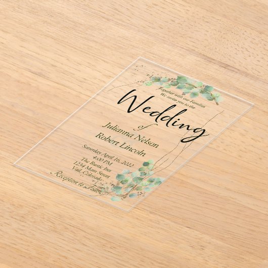 Eucalyptus en uitnodiging voor goudbruiloft (Laagn)