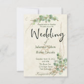 Eucalyptus en uitnodiging voor goudbruiloft (Voorkant)