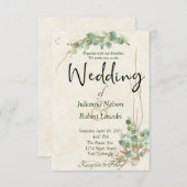 Eucalyptus en uitnodiging voor goudbruiloft (Voorkant / Achterkant)
