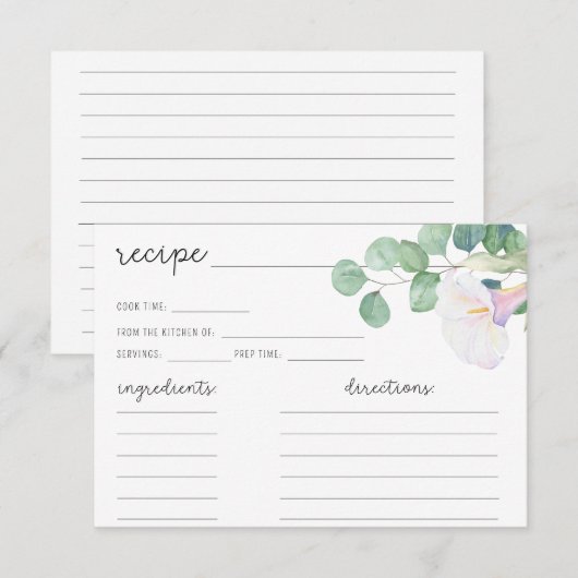 Eucalyptus en witte calla - Receptkaart (Voorkant / Achterkant)