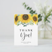 Eucalyptus en Zonnebloemen bruiloft Dank u Briefkaart (Staand voorkant)