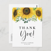 Eucalyptus en Zonnebloemen bruiloft Dank u Briefkaart (Voorkant / Achterkant)