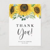 Eucalyptus en Zonnebloemen bruiloft Dank u Briefkaart (Voorkant)