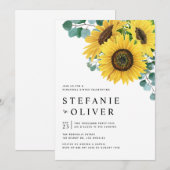 Eucalyptus en zonnebloemen repetitie Dinner Kaart (Voorkant / Achterkant)