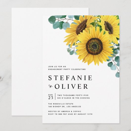 Eucalyptus en Zonnebloemen Verlovingsfeest Kaart (Voorkant / Achterkant)