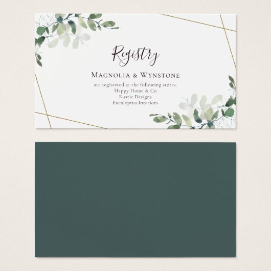 Eucalyptus Enclosure Kaart BUDGET Weddenschap (Voorkant /achterkant)