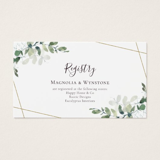 Eucalyptus Enclosure Kaart BUDGET Weddenschap (Voorkant)