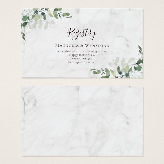 Eucalyptus Enclosure Kaart BUDGET Weddenschap (Voorkant /achterkant)