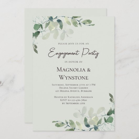 Eucalyptus Engagement Party Kaart (Voorkant / Achterkant)