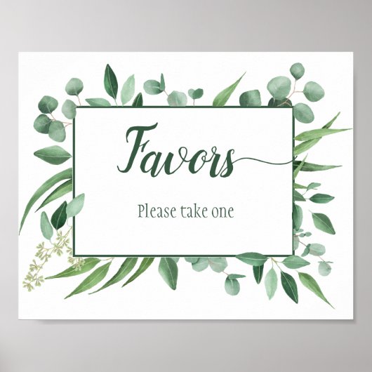 Eucalyptus Envy 8x10 Favors Wedding Sign Poster (Voorkant)