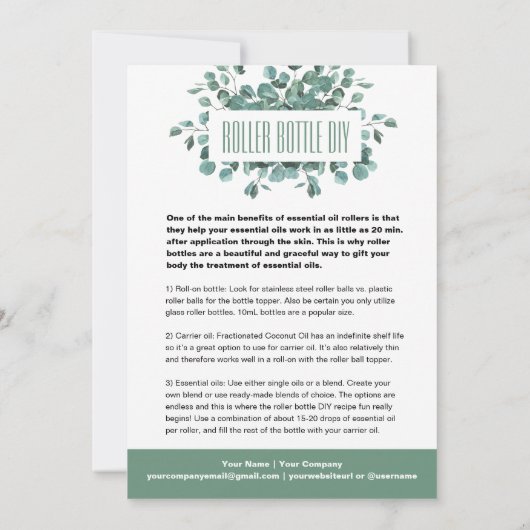 Eucalyptus Essential Oil Blends Roller Bottle Invi Kaart (Achterkant)