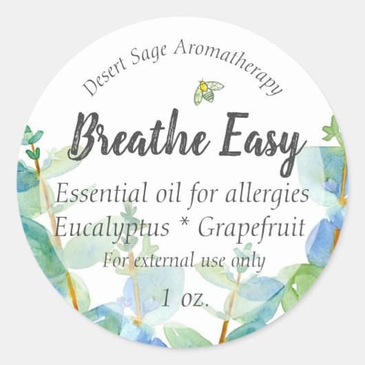 Eucalyptus Essentiële olie Aromatherapielabel Ronde Sticker (Voorkant)