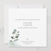 Eucalyptus Faire-part de Naissance Garçon Kaart (Achterkant)