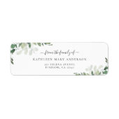 Eucalyptus familie begrafenis retouradres etiket (Voorkant)