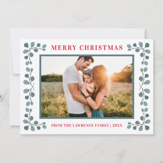 Eucalyptus Family Foto Merry kerst Feestdagenkaart (Voorkant)