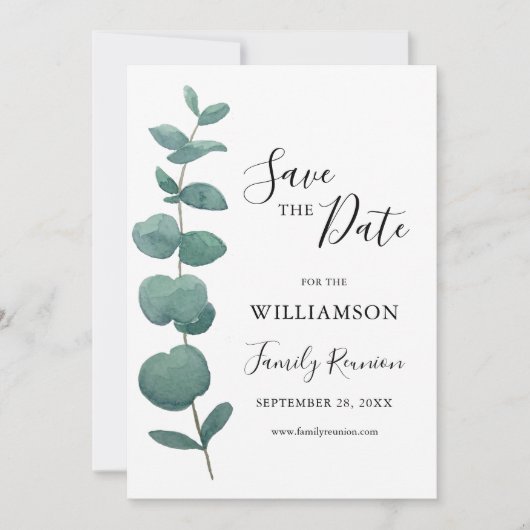 Eucalyptus Family Reunion Save the Date Kaart (Voorkant)