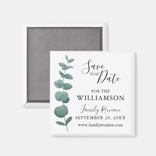 Eucalyptus Family Reunion Save the Date Magneet (Voorkant / Achterkant)