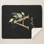 eucalyptus, faux goudfolie, glitter, groen en goud sherpa deken (Voorkant (horizontaal))