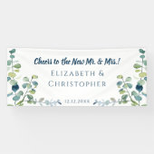 Eucalyptus Felicitaties Toast Getrouwd Huwelijk Spandoek (Horizontaal)