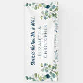 Eucalyptus Felicitaties Toast Getrouwd Huwelijk Spandoek (Verticaal)
