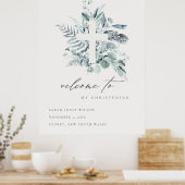 Eucalyptus Fern Fauna Cross Christening Welkom Poster (Keuken)