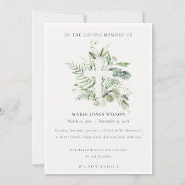 Eucalyptus Fern Fauna Cross Memorial Service Kaart