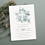Eucalyptus Fern Foliage Cross Christening Invite Bedankkaart