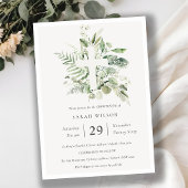 Eucalyptus Fern Foliage Cross Christening Invite Bedankkaart
