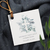 Eucalyptus Fern Foliage Cross Eerste Heilige Commu Bedankjes Labels