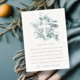 Eucalyptus Fern Foliage Cross Eerste Heilige Commu Bedankkaart