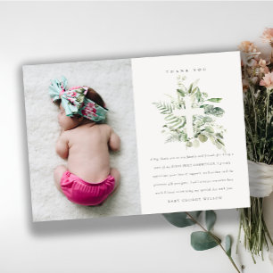 Eucalyptus Fern Foliage Cross Eerste Heilige Commu Bedankkaart