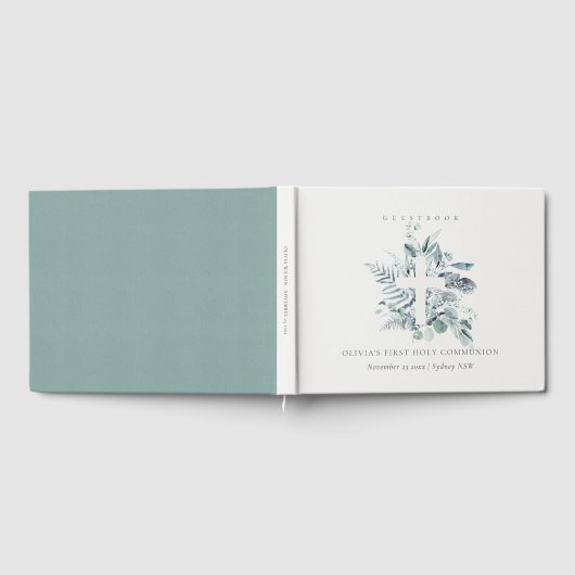 Eucalyptus Fern Foliage Cross Eerste Heilige Commu Gastenboek (Volledig)
