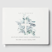 Eucalyptus Fern Foliage Cross Eerste Heilige Commu Gastenboek (Voorkant)
