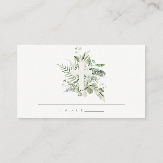 Eucalyptus Fern Foliage Cross Eerste Heilige Commu Plaatskaartje (Achterkant)