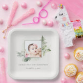 Eucalyptus Fern Foliage Foto eerste Heilige Commun Papieren Bordje (Feest)