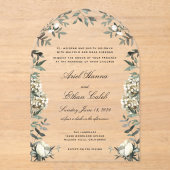 Eucalyptus Ferns White Flowers Archway Wedding  Acryl Uitnodigingen (Voorkant)