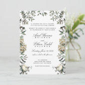 Eucalyptus Ferns White Flowers Archway Wedding  Kaart (Staand voorkant)