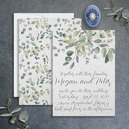 Eucalyptus Fine Art Calligraphy Style Weddenschap Kaart