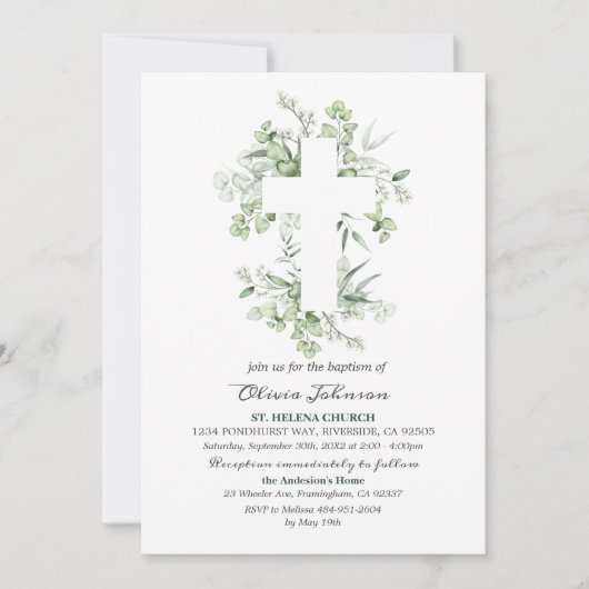 Eucalyptus First Communion - Christening L012 Invi Kaart (Voorkant)