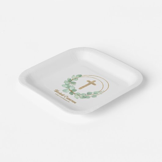 Eucalyptus First Community Gold Cross Papieren Bordje (Gebogen)