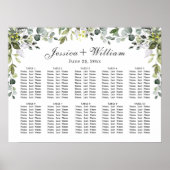 Eucalyptus Floral 10 Tables Wedding SEATING CHART Poster (Voorkant)