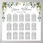 Eucalyptus Floral 15 Tables Wedding SEATING CHART Poster (Voorkant)