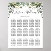 Eucalyptus Floral 15 Tables Wedding SEATING CHART Poster (Voorkant)