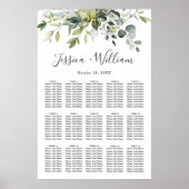 Eucalyptus Floral 15 Tables Wedding SEATING CHART Poster (Voorkant)