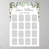 Eucalyptus Floral 16 Tables Wedding SEATING CHART Poster (Voorkant)