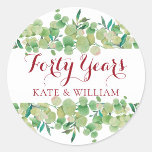 Eucalyptus Floral 40e Jubileum Ronde Sticker