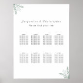 Eucalyptus Floral 8 Table Wedding Seding Chart Poster (Voorkant)