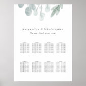 Eucalyptus Floral 8 Table Wedding Seding Chart Poster (Voorkant)