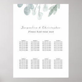 Eucalyptus Floral 8 Table Wedding Seding Chart Poster