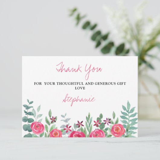 Eucalyptus Floral Baby shower Hartelijk dank Bedankkaart (Staand voorkant)